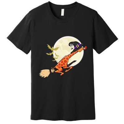 Funny Giraffe Ride Witch Shotgun Giraffe Halloween Premium T-Shirt