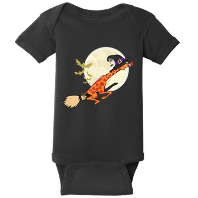 Funny Giraffe Ride Witch Shotgun Giraffe Halloween Baby Bodysuit