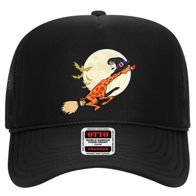 Funny Giraffe Ride Witch Shotgun Giraffe Halloween Trucker Hat