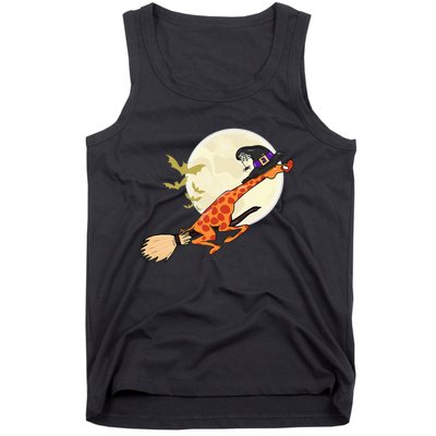 Funny Giraffe Ride Witch Shotgun Giraffe Halloween Tank Top