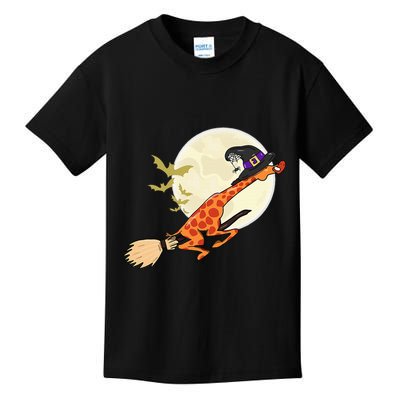 Funny Giraffe Ride Witch Shotgun Giraffe Halloween Kids T-Shirt