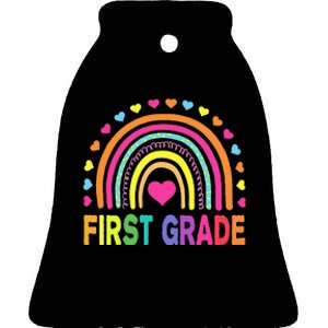 First Grade Rainbow Teacher Team 1st Grade Squad Ceramic Bell Ornament