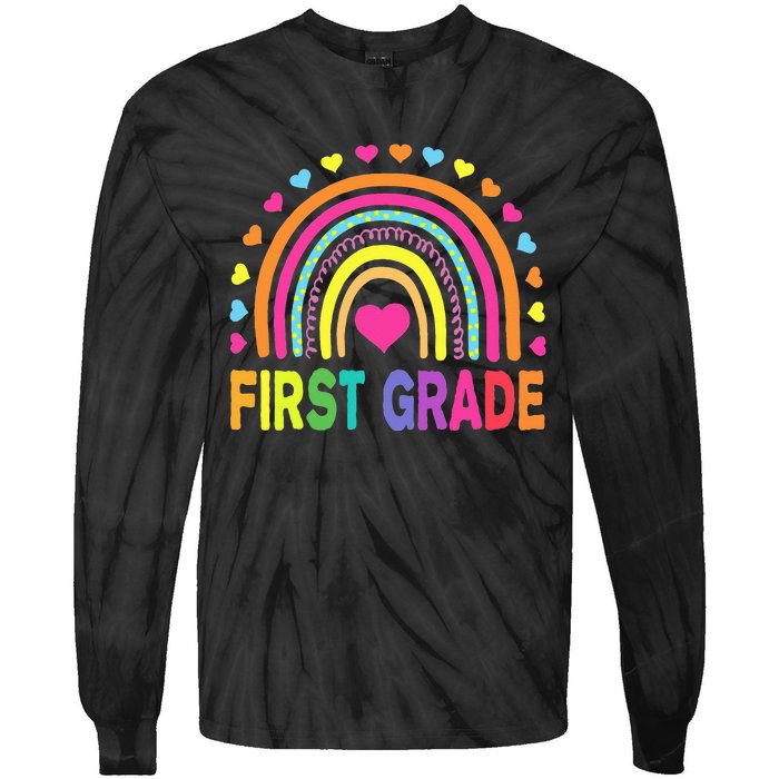 First Grade Rainbow Teacher Team 1st Grade Squad Tie-Dye Long Sleeve Shirt