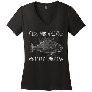 Fishing Gulf Red Drum Redfish Bull Red Women's V-Neck T-Shirt