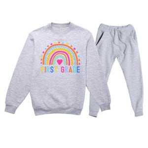 First Grade Rainbow Girl Boy Teacher Team 1st Grade Squad Premium Crewneck Sweatsuit Set