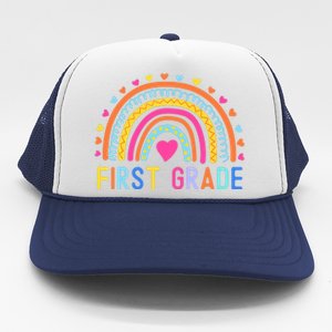 First Grade Rainbow Girl Boy Teacher Team 1st Grade Squad Trucker Hat