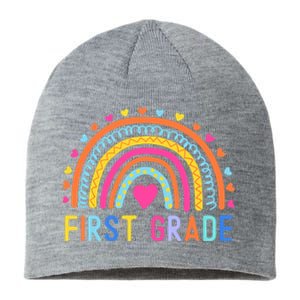 First Grade Rainbow Girl Boy Teacher Team 1st Grade Squad Sustainable Beanie