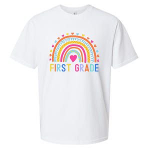 First Grade Rainbow Girl Boy Teacher Team 1st Grade Squad Sueded Cloud Jersey T-Shirt