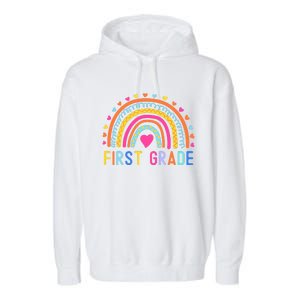 First Grade Rainbow Girl Boy Teacher Team 1st Grade Squad Garment-Dyed Fleece Hoodie