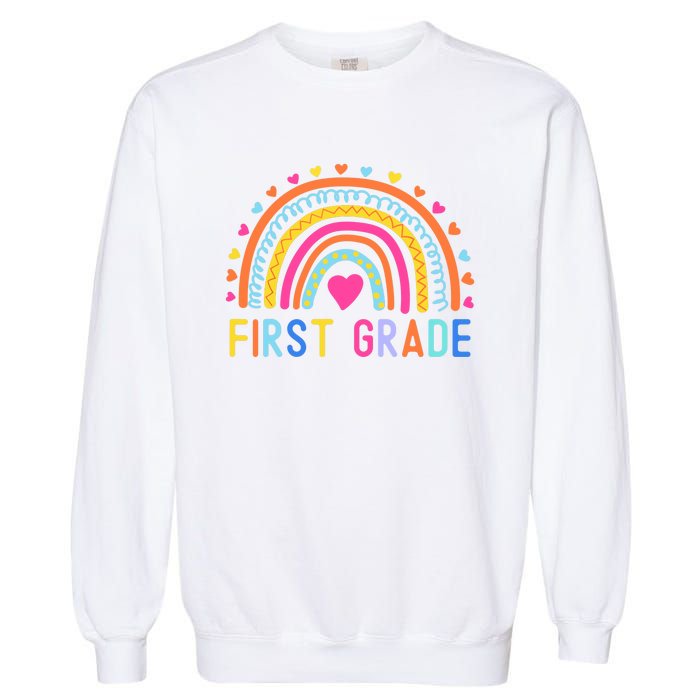 First Grade Rainbow Girl Boy Teacher Team 1st Grade Squad Garment-Dyed Sweatshirt