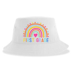 First Grade Rainbow Girl Boy Teacher Team 1st Grade Squad Sustainable Bucket Hat