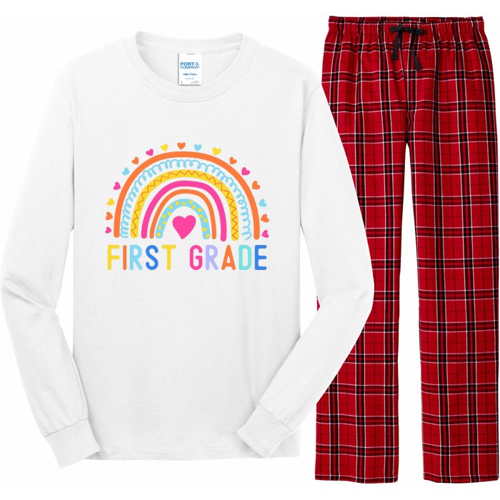 First Grade Rainbow Girl Boy Teacher Team 1st Grade Squad Long Sleeve Pajama Set