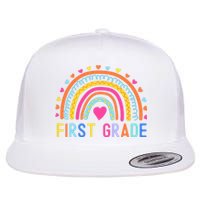 First Grade Rainbow Girl Boy Teacher Team 1st Grade Squad Flat Bill Trucker Hat