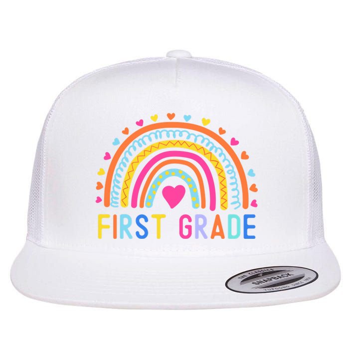 First Grade Rainbow Girl Boy Teacher Team 1st Grade Squad Flat Bill Trucker Hat