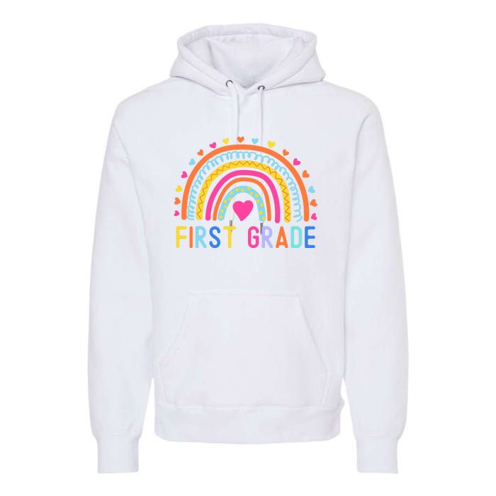 First Grade Rainbow Girl Boy Teacher Team 1st Grade Squad Premium Hoodie