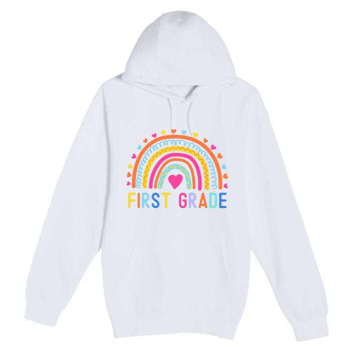 First Grade Rainbow Girl Boy Teacher Team 1st Grade Squad Premium Pullover Hoodie