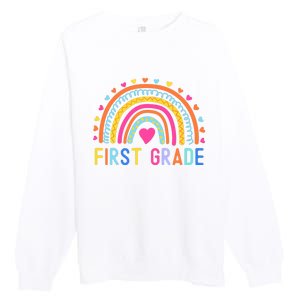 First Grade Rainbow Girl Boy Teacher Team 1st Grade Squad Premium Crewneck Sweatshirt