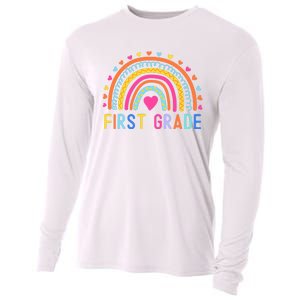 First Grade Rainbow Girl Boy Teacher Team 1st Grade Squad Cooling Performance Long Sleeve Crew