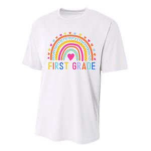 First Grade Rainbow Girl Boy Teacher Team 1st Grade Squad Performance Sprint T-Shirt