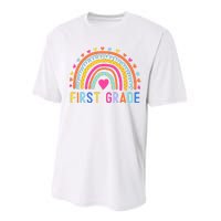 First Grade Rainbow Girl Boy Teacher Team 1st Grade Squad Performance Sprint T-Shirt