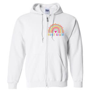 First Grade Rainbow Girl Boy Teacher Team 1st Grade Squad Full Zip Hoodie