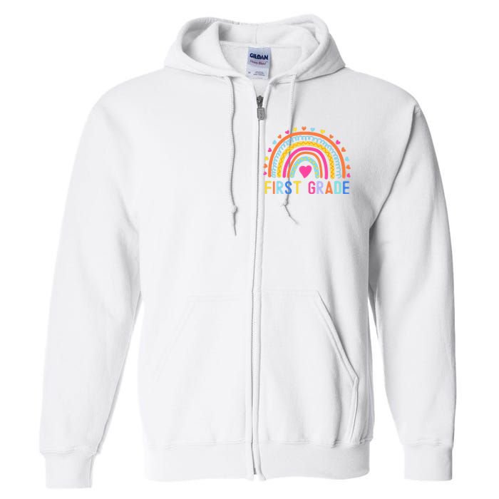 First Grade Rainbow Girl Boy Teacher Team 1st Grade Squad Full Zip Hoodie