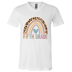 Fifth Grade Rainbow Girl Boy Teacher Team 5th Grade Squad V-Neck T-Shirt