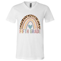 Fifth Grade Rainbow Girl Boy Teacher Team 5th Grade Squad V-Neck T-Shirt