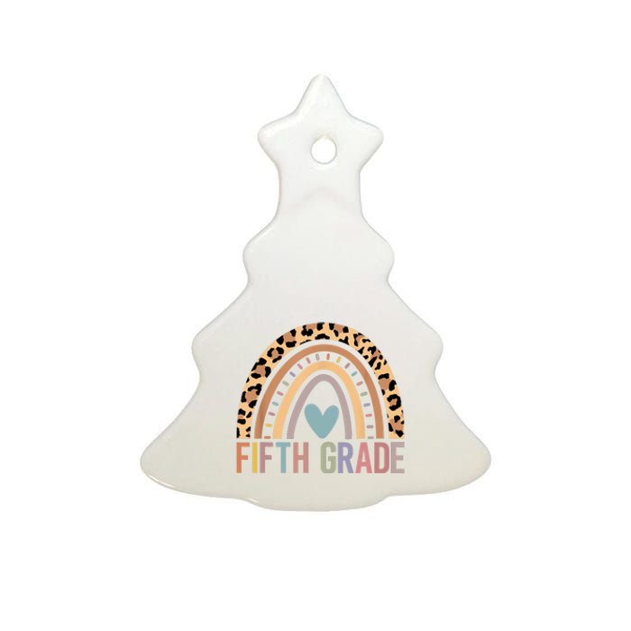 Fifth Grade Rainbow Girl Boy Teacher Team 5th Grade Squad Ceramic Tree Ornament