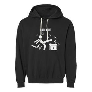 Funny Gamer Rage Quit Stick Figure Gaming Sarcastic Meme Garment-Dyed Fleece Hoodie