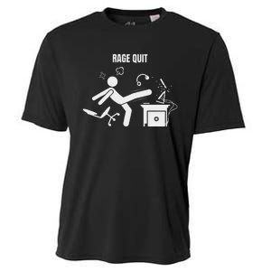 Funny Gamer Rage Quit Stick Figure Gaming Sarcastic Meme Cooling Performance Crew T-Shirt