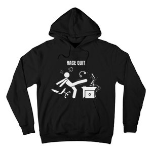 Funny Gamer Rage Quit Stick Figure Gaming Sarcastic Meme Hoodie