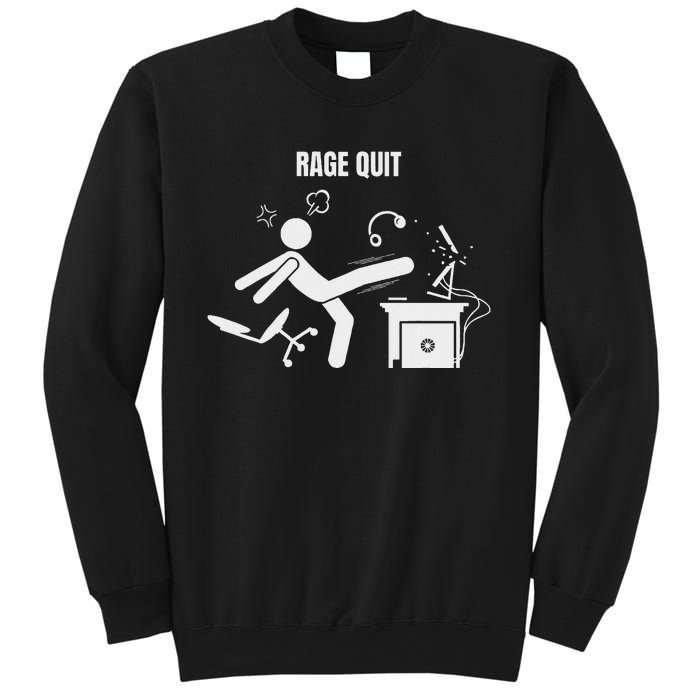 Funny Gamer Rage Quit Stick Figure Gaming Sarcastic Meme Sweatshirt