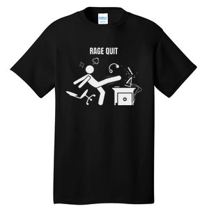 Funny Gamer Rage Quit Stick Figure Gaming Sarcastic Meme Tall T-Shirt