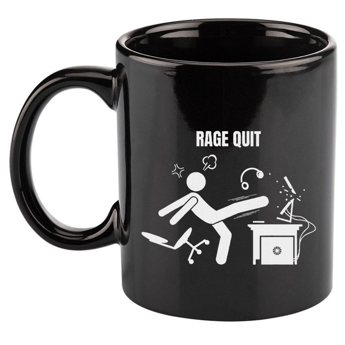 Funny Gamer Rage Quit Stick Figure Gaming Sarcastic Meme 11oz C Handle Ceramic Mug
