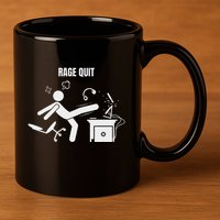 Funny Gamer Rage Quit Stick Figure Gaming Sarcastic Meme 11oz C Handle Ceramic Mug