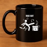 Funny Gamer Rage Quit Stick Figure Gaming Sarcastic Meme 11oz C Handle Ceramic Mug