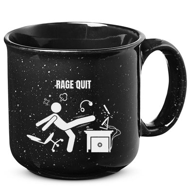Funny Gamer Rage Quit Stick Figure Gaming Sarcastic Meme 15oz Campfire Ceramic Mug