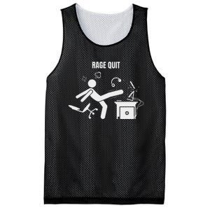 Funny Gamer Rage Quit Stick Figure Gaming Sarcastic Meme Mesh Reversible Basketball Jersey Tank