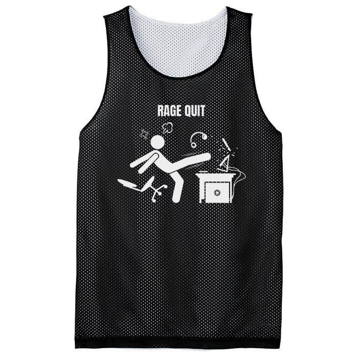 Funny Gamer Rage Quit Stick Figure Gaming Sarcastic Meme Mesh Reversible Basketball Jersey Tank