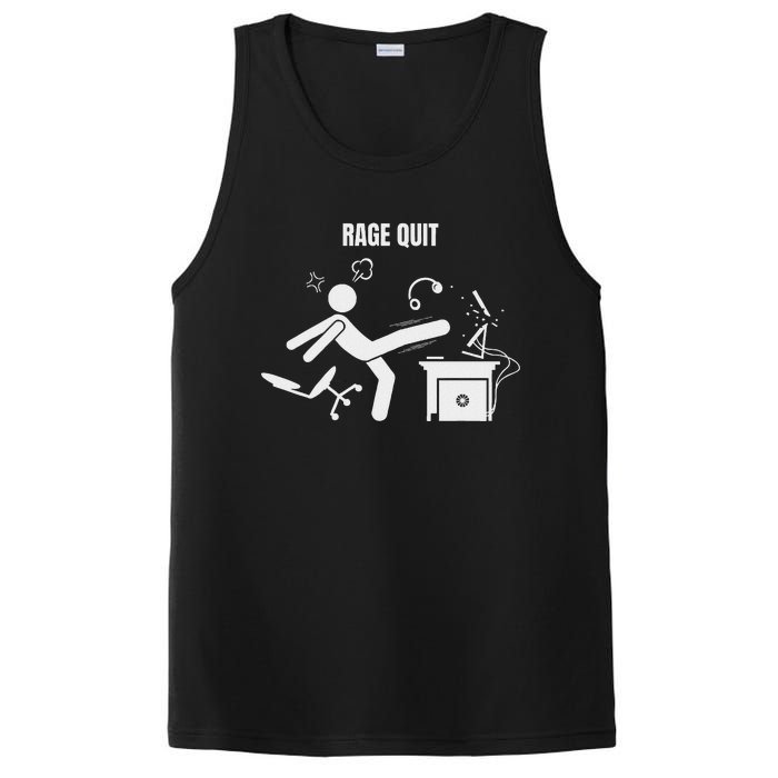 Funny Gamer Rage Quit Stick Figure Gaming Sarcastic Meme PosiCharge Competitor Tank