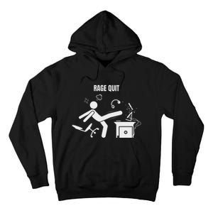 Funny Gamer Rage Quit Stick Figure Gaming Sarcastic Meme Tall Hoodie