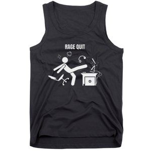 Funny Gamer Rage Quit Stick Figure Gaming Sarcastic Meme Tank Top