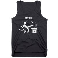 Funny Gamer Rage Quit Stick Figure Gaming Sarcastic Meme Tank Top