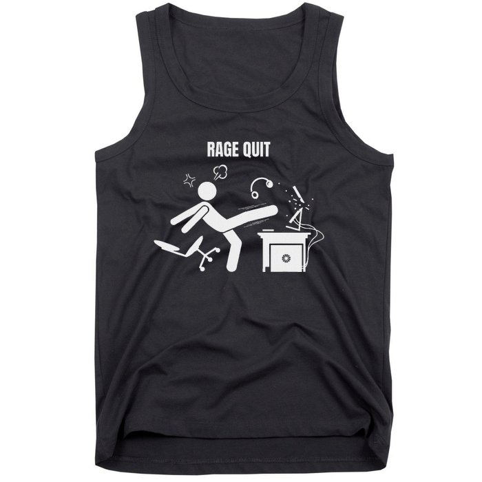 Funny Gamer Rage Quit Stick Figure Gaming Sarcastic Meme Tank Top