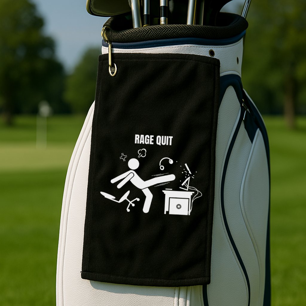 Funny Gamer Rage Quit Stick Figure Gaming Sarcastic Meme Golf Towel