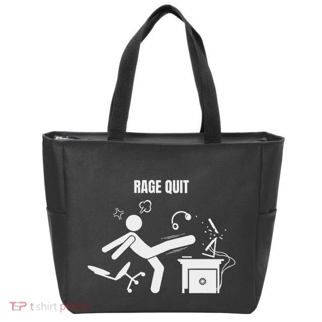 Funny Gamer Rage Quit Stick Figure Gaming Sarcastic Meme Zip Tote Bag