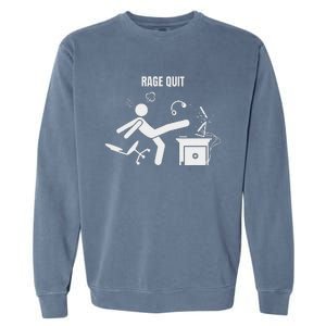 Funny Gamer Rage Quit Stick Figure Gaming Sarcastic Meme Garment-Dyed Sweatshirt