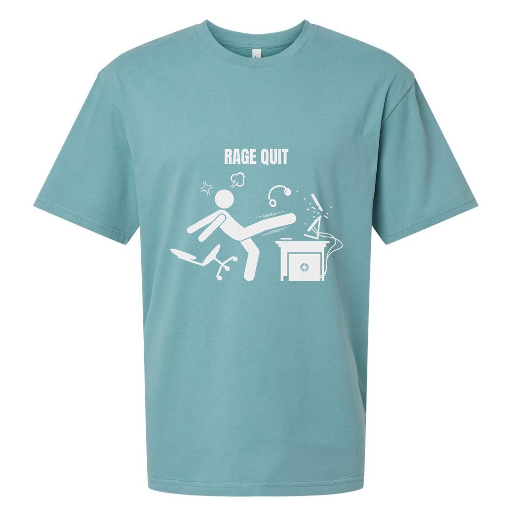 Funny Gamer Rage Quit Stick Figure Gaming Sarcastic Meme Sueded Cloud Jersey T-Shirt