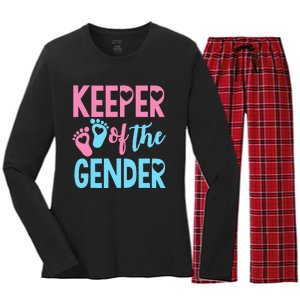 funny Gender Reveal Keeper of the Gender Reveal Women's Long Sleeve Flannel Pajama Set 